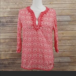 Willi Smith coral patterned blouse